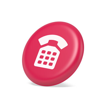 Phone customer support call contact connect button retro telephone handset 3d isometric realistic icon