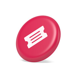 Ticket pass coupon raffle lottery cinema show entrance permission 3d isometric realistic icon