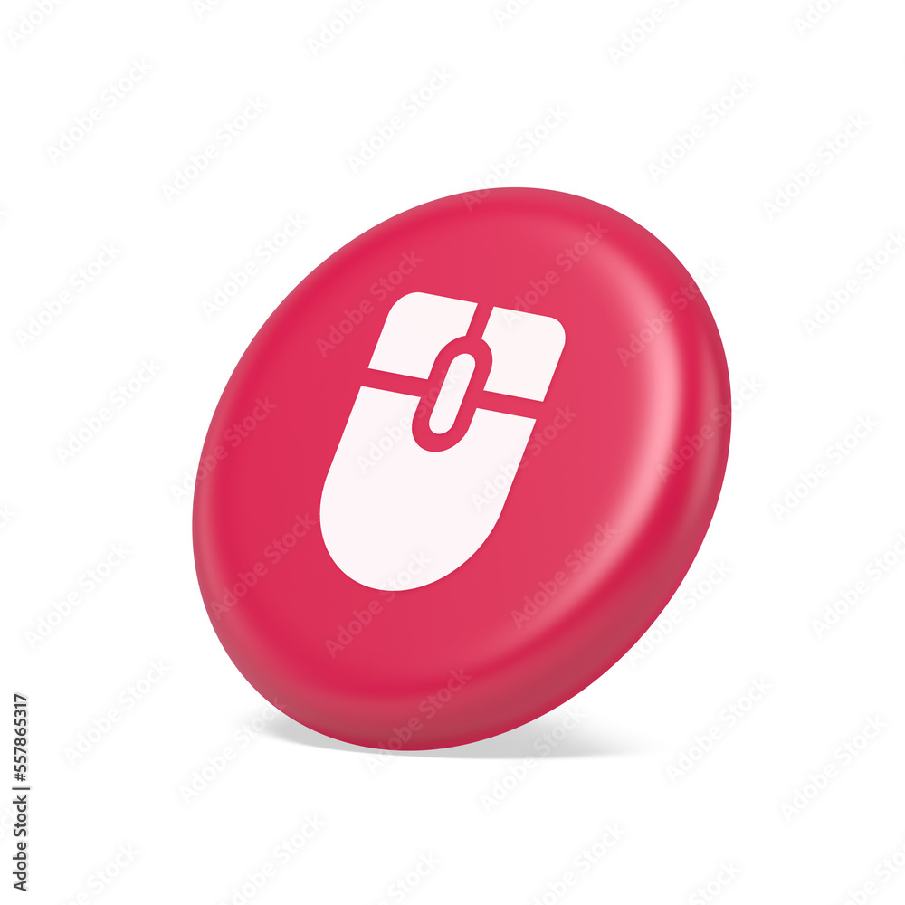Poster mouse computer scrolling device cursor button click control cyberspace interface 3d side view icon
