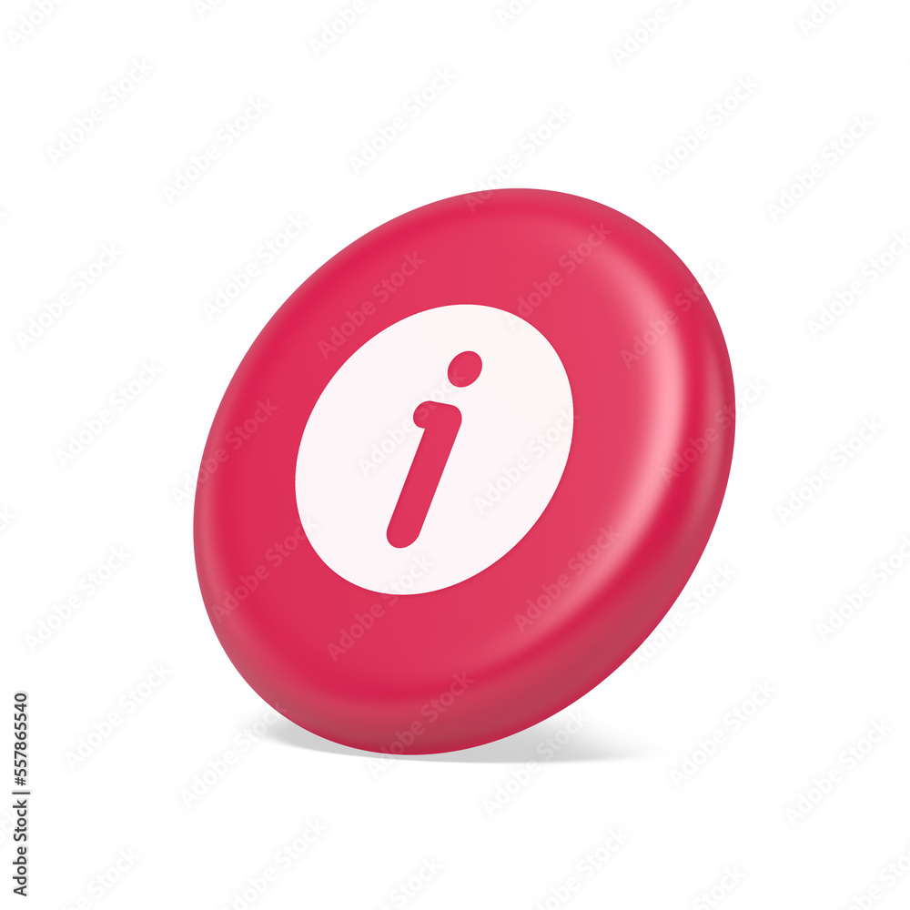 Poster Info button information character FAQ question answer help support web app 3d isometric realistic icon