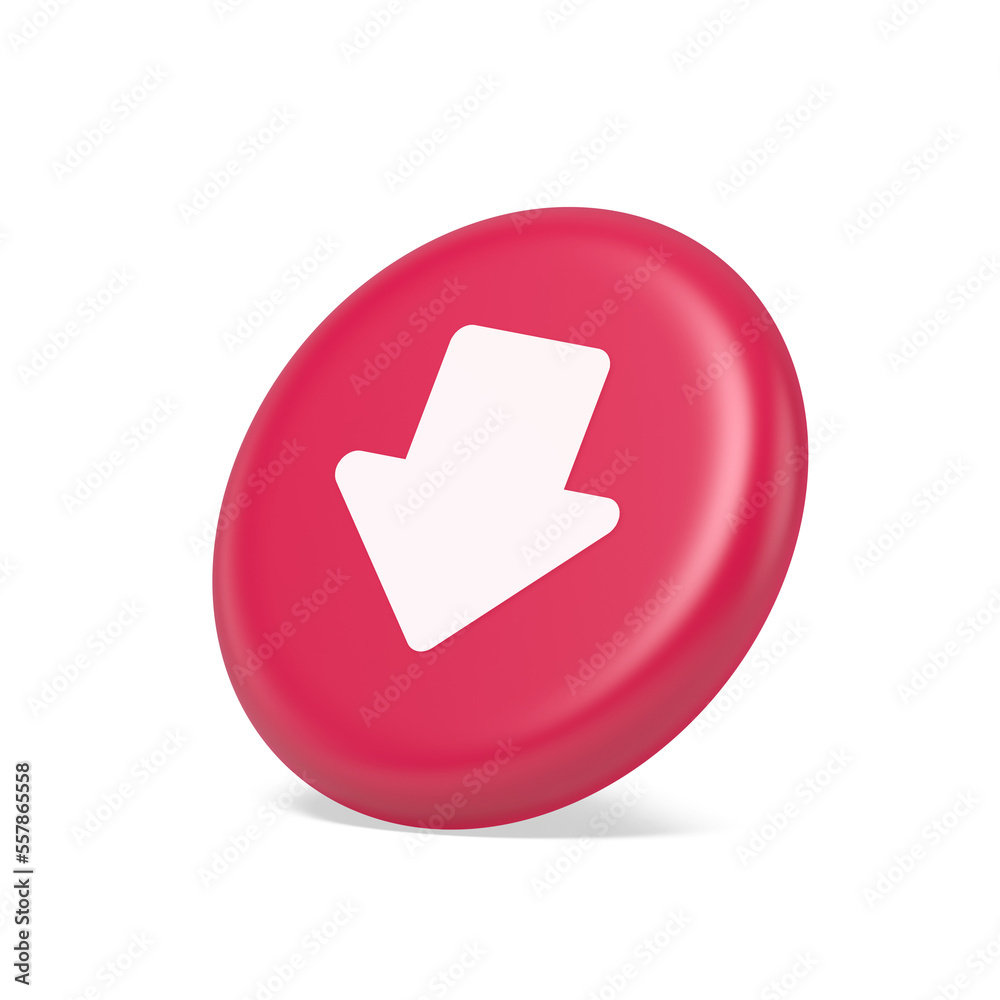 Poster arrow down button keyboard navigation pointer cyberspace downloading web app 3d side view icon