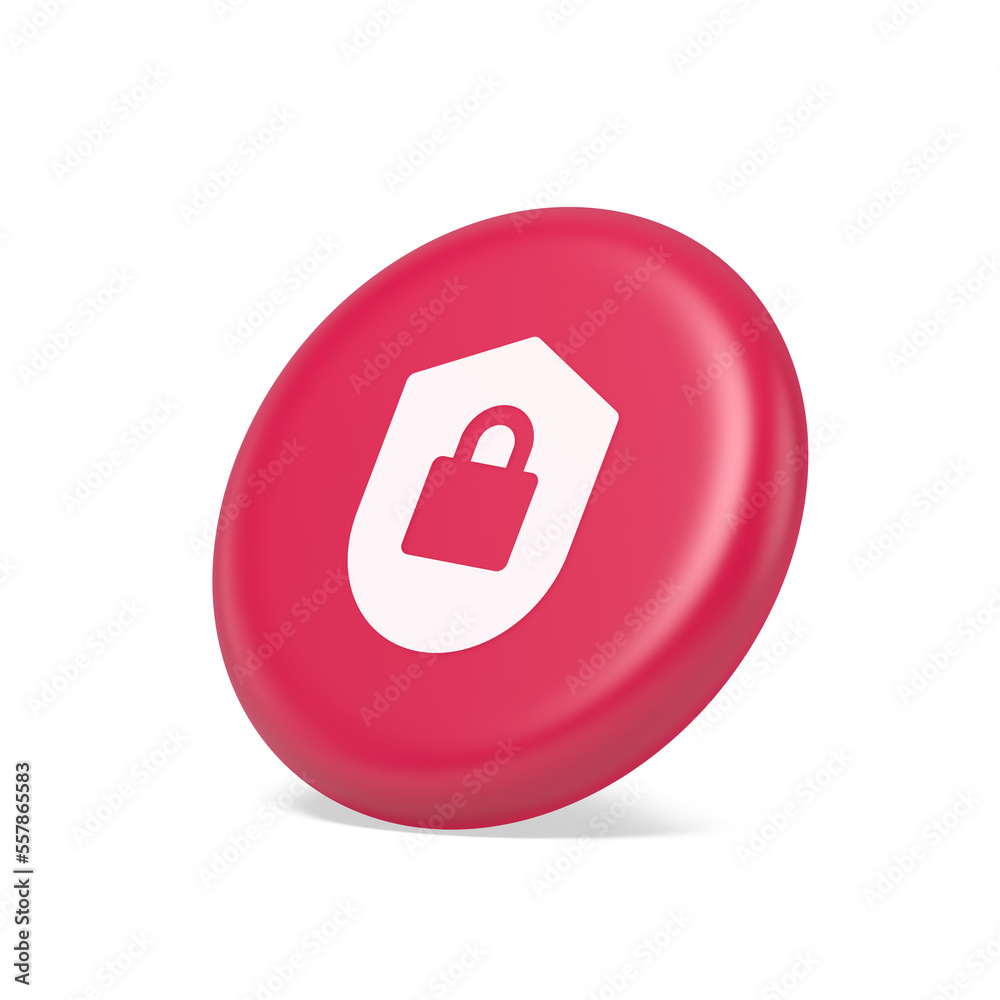 Poster lock shield security button privacy blocked password service web app 3d isometric realistic icon