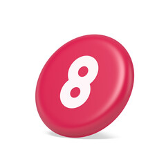 Eight number pink button mathematic counting calculator web application 3d isometric realistic icon