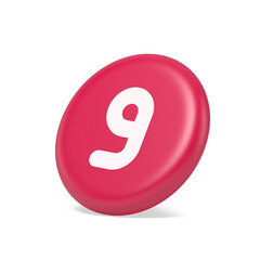Nine number pink button calculation math financial budget web app 3d isometric realistic icon