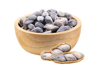 peanuts in wood bowl isolated on transparent png