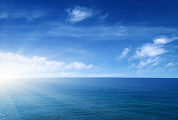 Blue sea with waves and sky