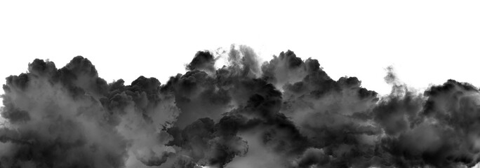 black clouds or smoke isolated on transparent png