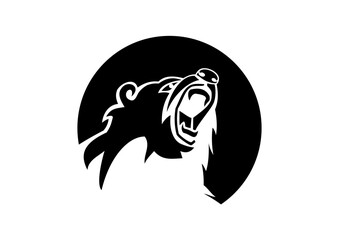 black bear vector logo illustration of a roaring bear. logo, icon, background.