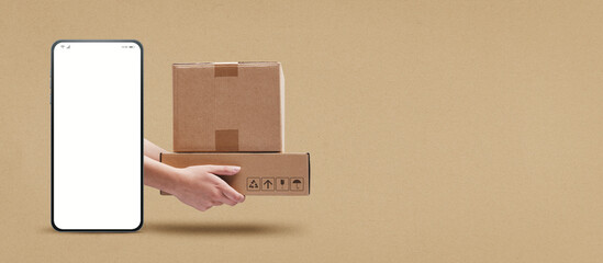 Express delivery service app on smartphone