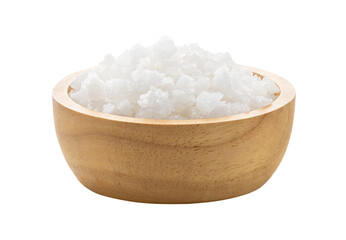 salt in wood bowl  on transparent png