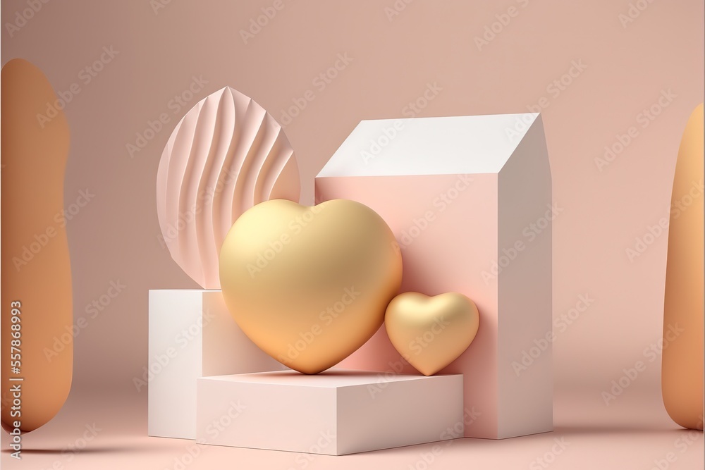 Poster minimal background, mock up with podium for product display. 3d illustration