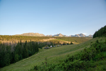 View of the mountains and mountain landscape. The concept of a beautiful mountain landscape, tourism.