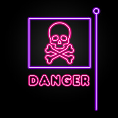 danger neon sign, modern glowing banner design, colorful modern design trends on black background. Vector illustration.