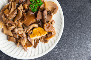 mushroom mix white mushroom, boletus, mushrooms, chanterelles aperitif food marinated snack healthy...