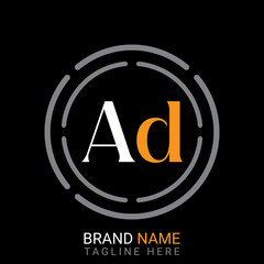 Ad Letter simple logo design vector.