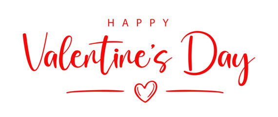 Happy Valentine's Day lettering. Greeting card template with typography, heart and lines. Cartoon. Vector illustration