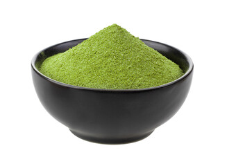 instant matcha green tea inblack bowl on transparent png