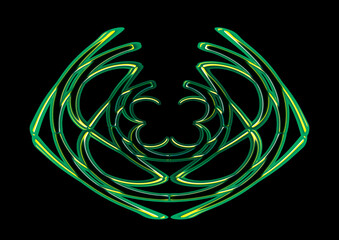 Abstract patterns coloured with black background	