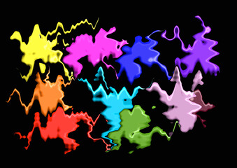 Abstract patterns coloured with black background	