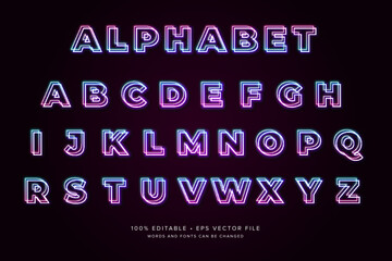 Vector gradient typography 3d alphabet editable template