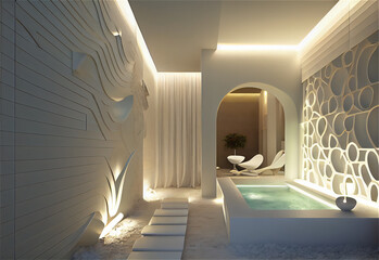 Interior of a spa with a luxurious relaxing atmosphere