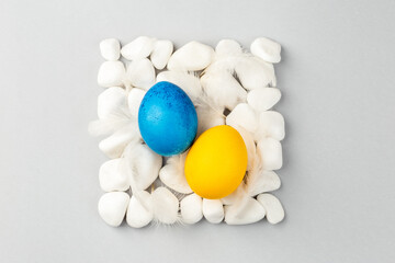 Ukrainian Easter Eggs painted Blue and Yellow