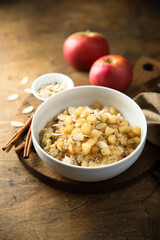 Homemade oatmeal porridge with apples