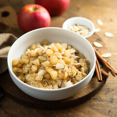 Homemade oatmeal porridge with apples