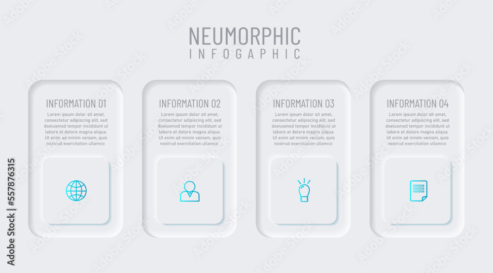 Wall mural newmorphic infographic design template. modern vector illustration for business presentation, minima