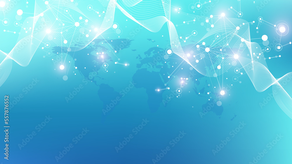 Poster global communication network concept. social network communication in the global business. big data 
