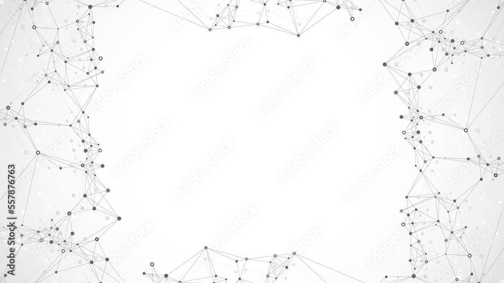 Poster Global communication network concept. Social network communication in the global business. Big data visualization. Internet technology illustration