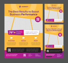 A4 Flyer, Square Feed,& Story Social Media templates - Progress Bar - Attract the Best Results to Boost Business Performance with Awgency 