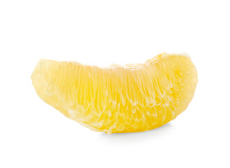 Slice of sweet pomelo fruit on white background