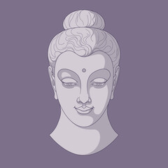 Buddha Head N° 5 Flat Illustration (Three Tones / Purple)