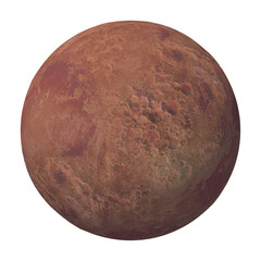 Fictional red moon isolated transparent backgound 3d rendering