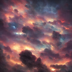 sunset sky with clouds, AI generated