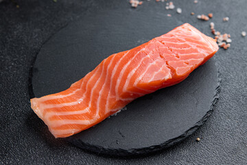 salmon fish fillet fresh raw seafood healthy meal food snack on the table copy space food background rustic top view