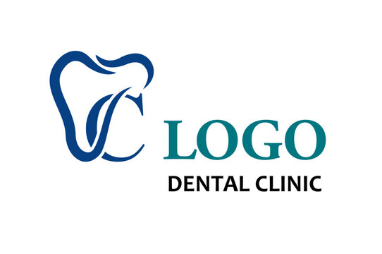Initial Letter C with Tooth Line Art Icon for Dental Health Care and Dental Clinic, Dentistry Business Logo Idea Template