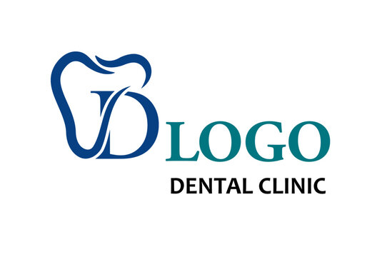 Initial Letter D with Tooth Line Art Icon for Dental Health Care and Dental Clinic, Dentistry Business Logo Idea Template