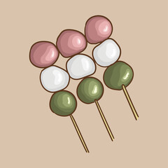 Dango balls of urine on a stick. Traditional Japanese pastries