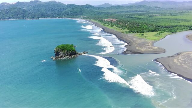 Karang Semar Beach, Banyuwangi, East Java, Indonesia. Aerial.