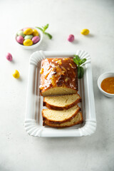 Homemade Easter cake with orange marmalade