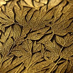 gold leaf background with focus on the leaves, generated by AI