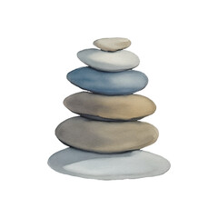 stone stacked hand drawn with watercolor painting style illustration