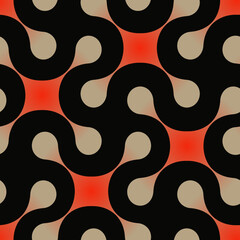 abstract organic snake seamless pattern ivory red black