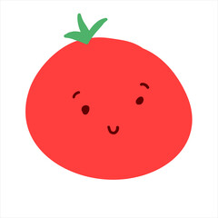 Tomato cartoon character in flat cartoon style. Vector illustration isolated on white background.