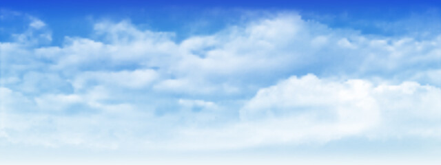 Obraz premium Blue sky and white soft clouds floated in the sky on a clear day. Beautiful air and sunlight with cloud scape colorful. Sunset sky for background.