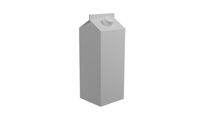 Mock up of white carton pack for milk or juice isolated on transparent background. 3D render