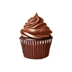 chocolate cupcake hand drawn with watercolor painting style illustration