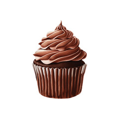 chocolate cupcake hand drawn with watercolor painting style illustration